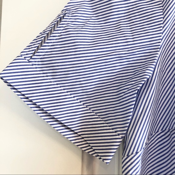 🌈 6/$60, Talbots Striped Shirt, Blue, White, Keyhole, Short Sleeve, Small - Picture 2 of 6